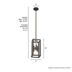 Suspension Hunter Felipe à 6 lumières avec verre clair bullé, style ferme moderne et industriel – Îlot, salle à manger, entrée, chambre, couloir