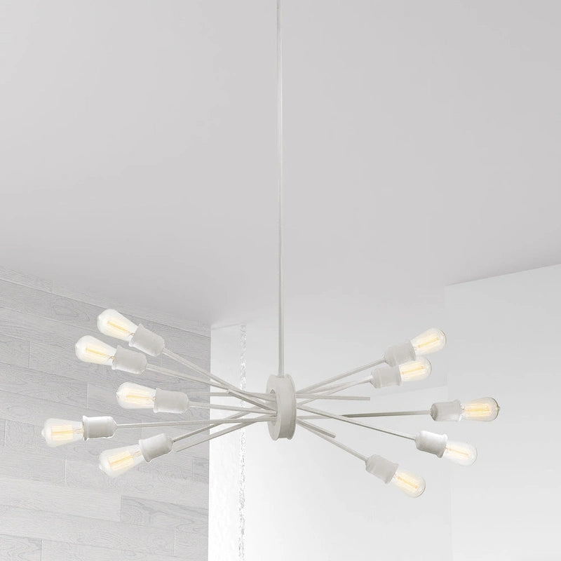 Suspension horizontale à 10 lumières incandescentes, blanc mat