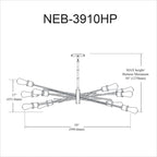 Suspension horizontale à 10 lumières incandescentes, blanc mat