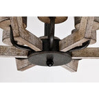 Suspension Cydney 16 pouces, forme géométrique, finition grain de bois, 6 lumières