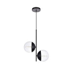 Modern 2-light 17-inch Double Bubble Pendant w/ Clear Glass