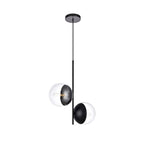Suspension moderne à deux lumières de 43 cm (17 pouces) à double bulle avec verre transparent