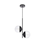 Suspension moderne à deux lumières de 43 cm (17 pouces) à double bulle avec verre transparent