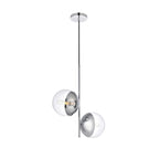 Suspension moderne à deux lumières de 43 cm (17 pouces) à double bulle avec verre transparent