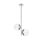 Suspension moderne à deux lumières de 43 cm (17 pouces) à double bulle avec verre transparent