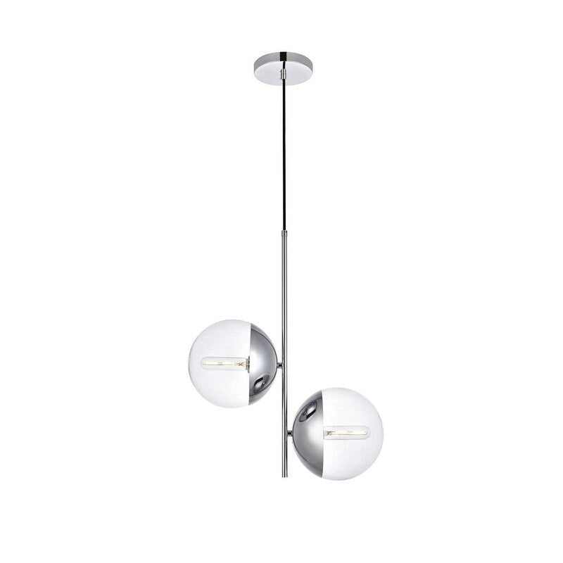 Suspension moderne à deux lumières de 43 cm (17 pouces) à double bulle avec verre transparent