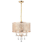 Lustre suspendu Lucilia 45,7 cm (18 pouces), style moderne-glamour, finition dorée polie, éclairage cristal, 4 lumières - Non disponible