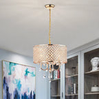 Lustre suspendu Lucilia 45,7 cm (18 pouces), style moderne-glamour, finition dorée polie, éclairage cristal, 4 lumières - Non disponible