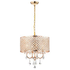 Lustre suspendu Lucilia 45,7 cm (18 pouces), style moderne-glamour, finition dorée polie, éclairage cristal, 4 lumières - Non disponible