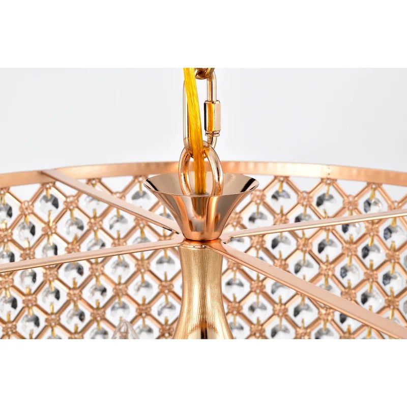 Lustre suspendu Lucilia 45,7 cm (18 pouces), style moderne-glamour, finition dorée polie, éclairage cristal, 4 lumières - Non disponible