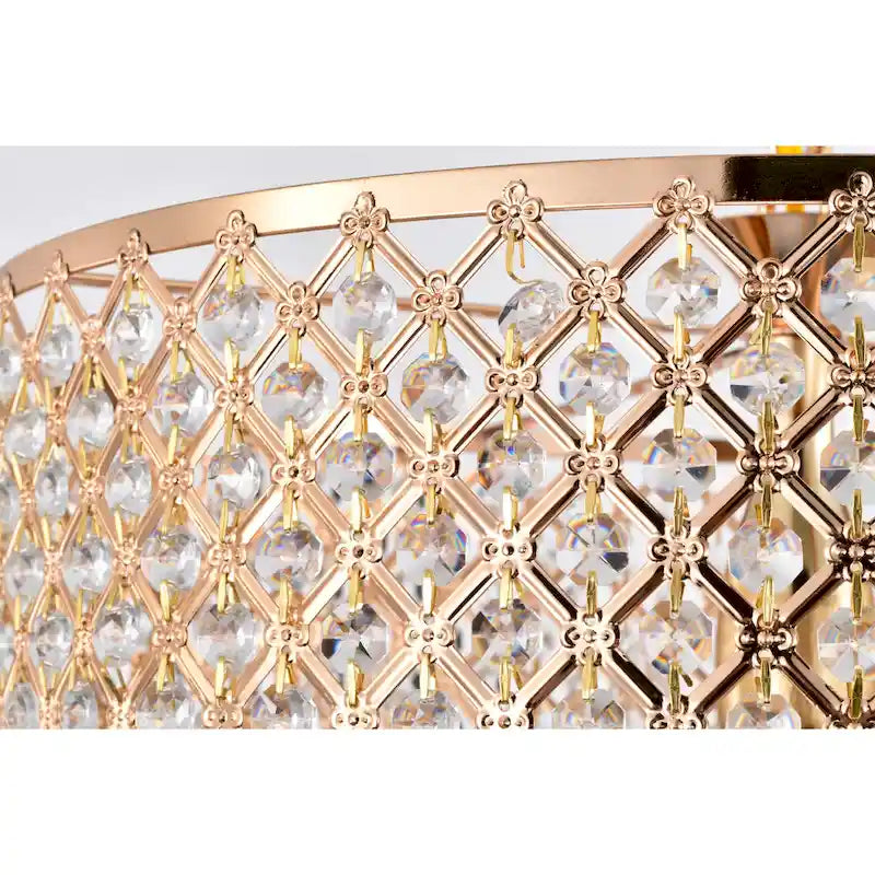 Lustre suspendu Lucilia 45,7 cm (18 pouces), style moderne-glamour, finition dorée polie, éclairage cristal, 4 lumières - Non disponible