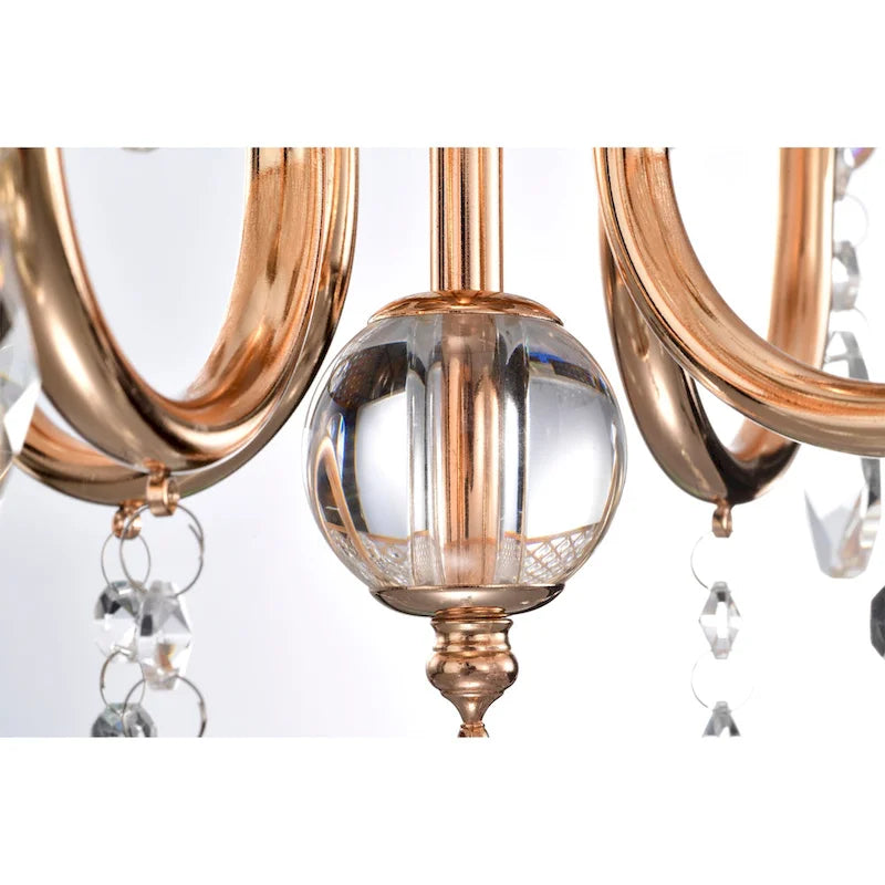 Lustre suspendu Lucilia 45,7 cm (18 pouces), style moderne-glamour, finition dorée polie, éclairage cristal, 4 lumières - Non disponible