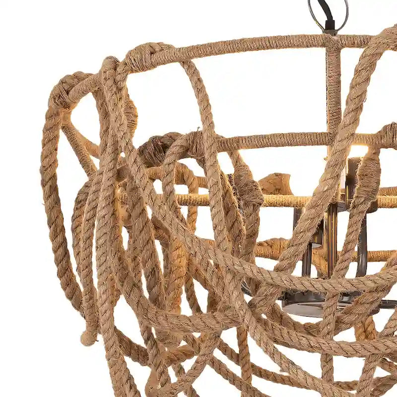 Suspension 4 lumières Elk Home Macon Natural en matériaux naturels