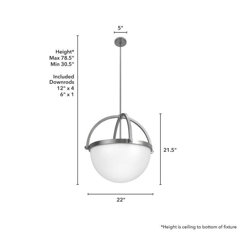 Suspension Hunter Wedgefield à 4 lumières - Salle à manger, Entrée - Géométrique - Transitionnel, Contemporain