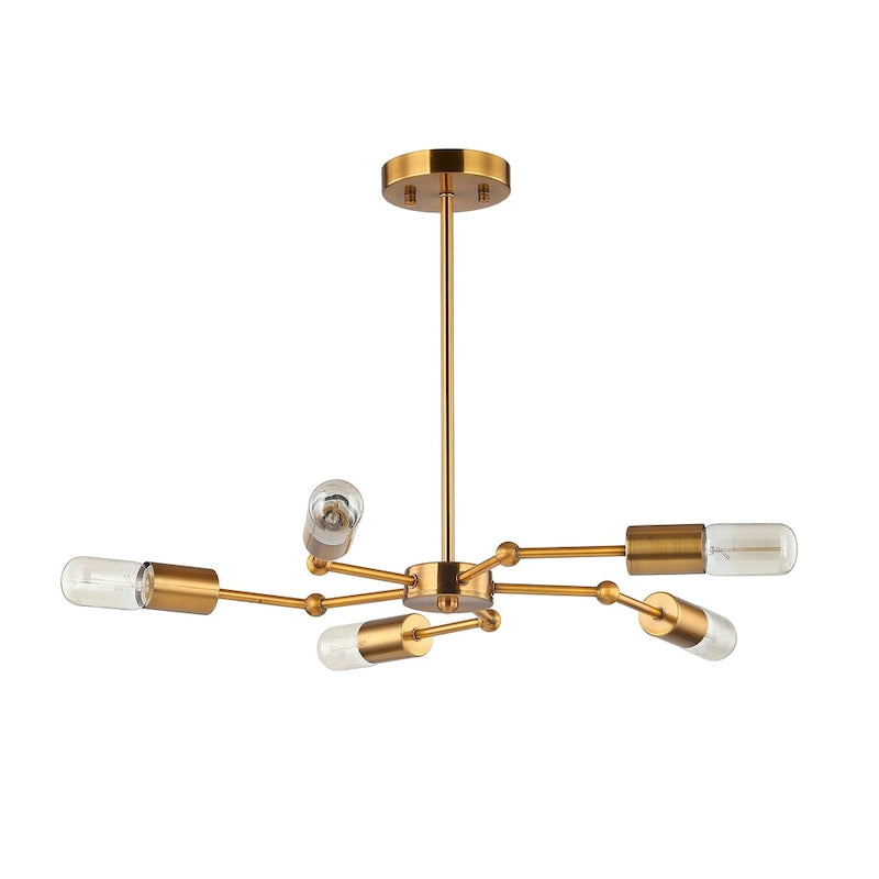 Yuyor 5-light Brass Single Tier Chandelier Elbowed Rods
