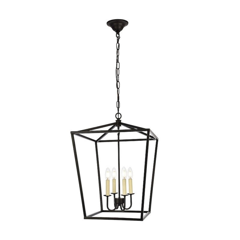 Elegant Lighting Pendant Light D17 H24.25 Lt:4 Black Finish - 17 Dx17 Wx24.25 H