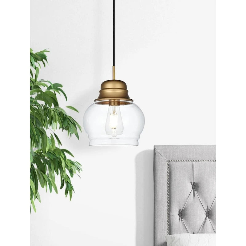 Suspension à une lumière avec verre transparent de 20 cm