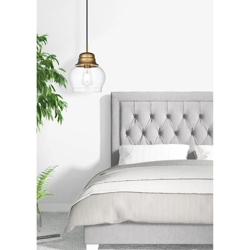 Suspension à une lumière avec verre transparent de 20 cm