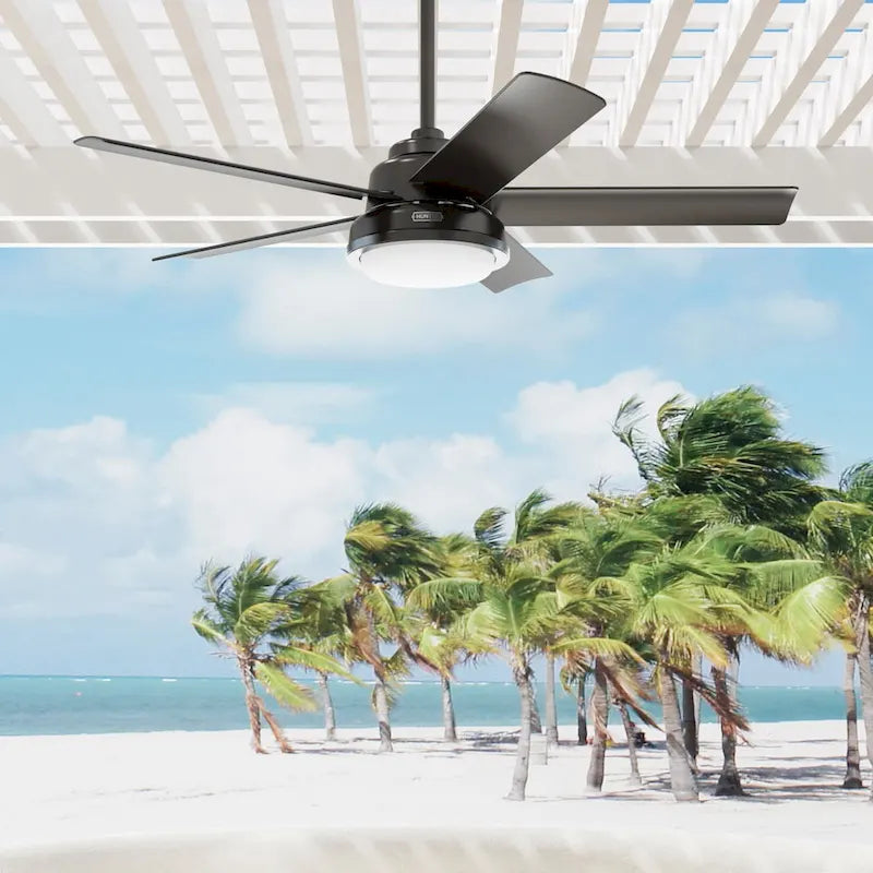 Hunter 52  Seawall Outdoor Ceiling Fan with LED Light Kit, Wall Control - Wet Rated!