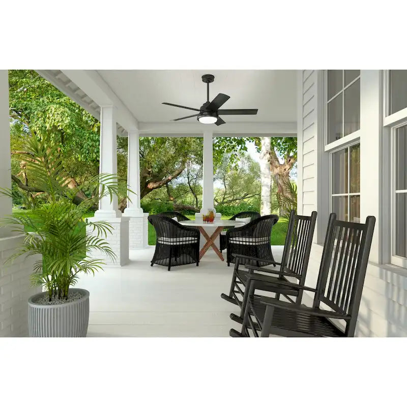 Ventilateur de plafond extérieur Hunter 52 Seawall avec kit d'éclairage LED, commande murale - Résistant à l'eau !