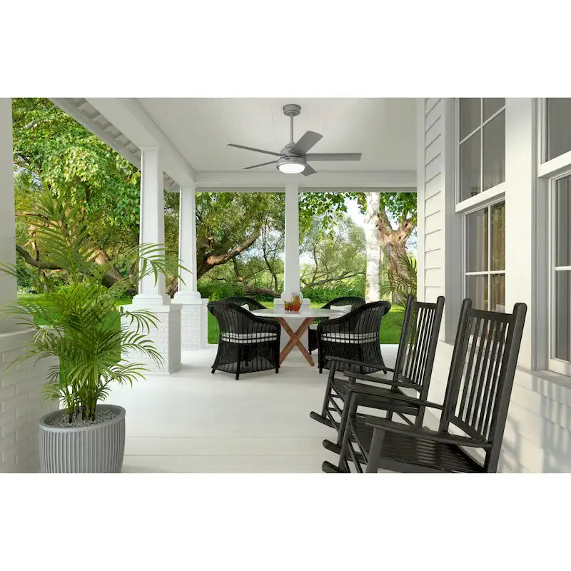 Ventilateur de plafond extérieur Hunter 52 Seawall avec kit d'éclairage LED, commande murale - Résistant à l'eau !