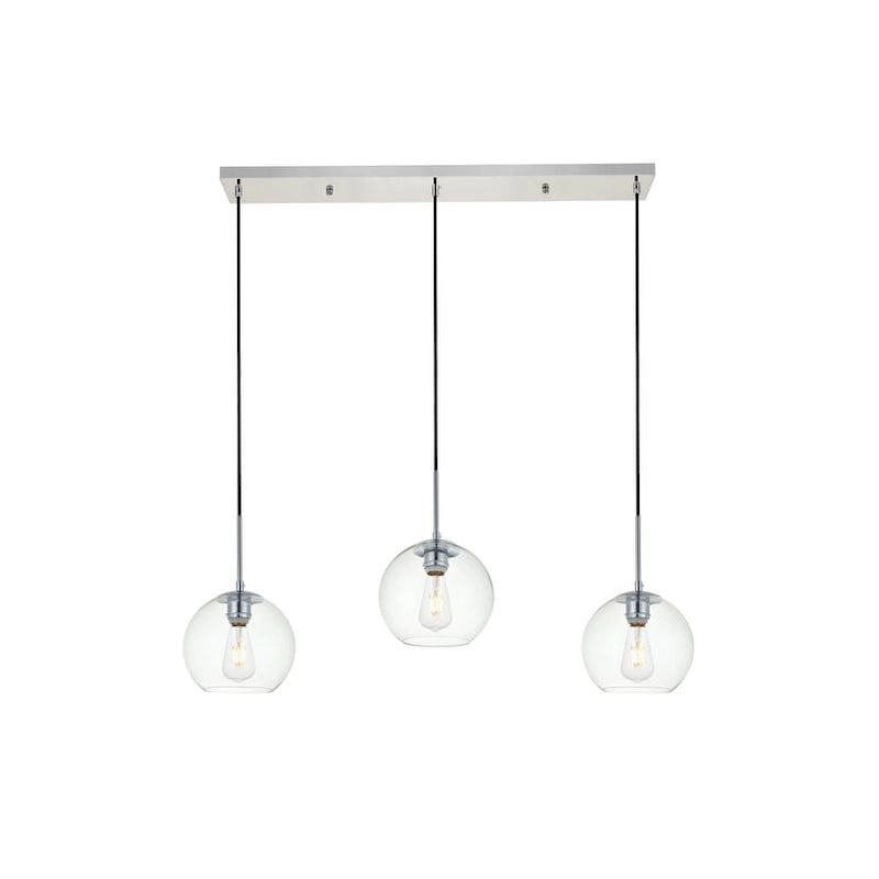 Clear Spherical Glass/ Metal 3-Light 36-inch Pendant