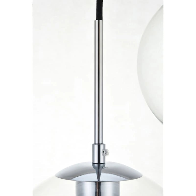Suspension sphérique transparente en verre et métal à 3 lumières de 91 cm (36 pouces)