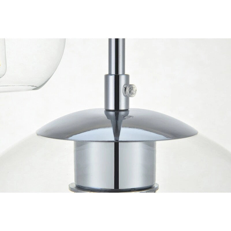 Suspension sphérique transparente en verre et métal à 3 lumières de 91 cm (36 pouces)