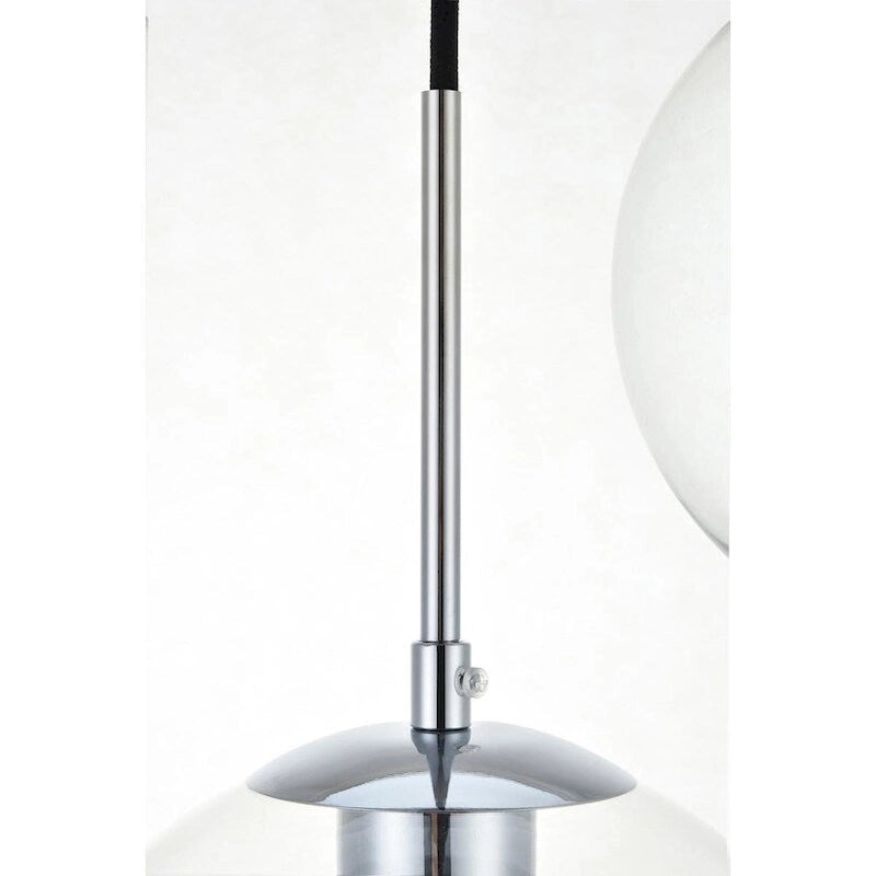 Suspension sphérique transparente en verre et métal à 3 lumières de 91 cm (36 pouces)