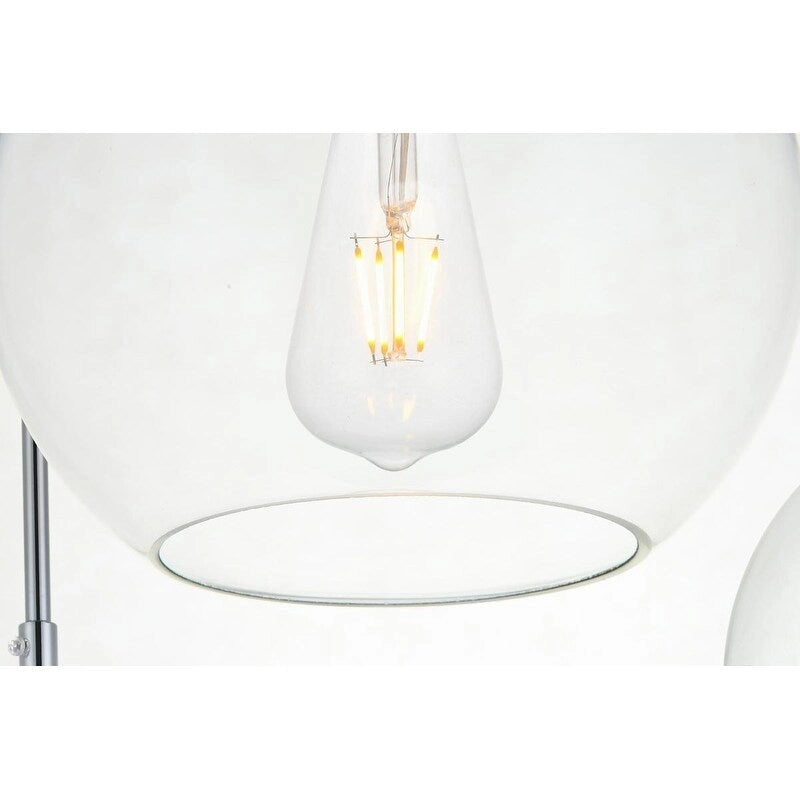Suspension sphérique transparente en verre et métal à 3 lumières de 91 cm (36 pouces)