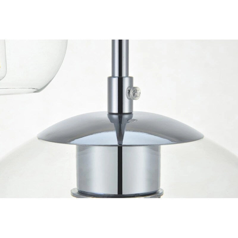 Suspension sphérique transparente en verre et métal à 3 lumières de 91 cm (36 pouces)