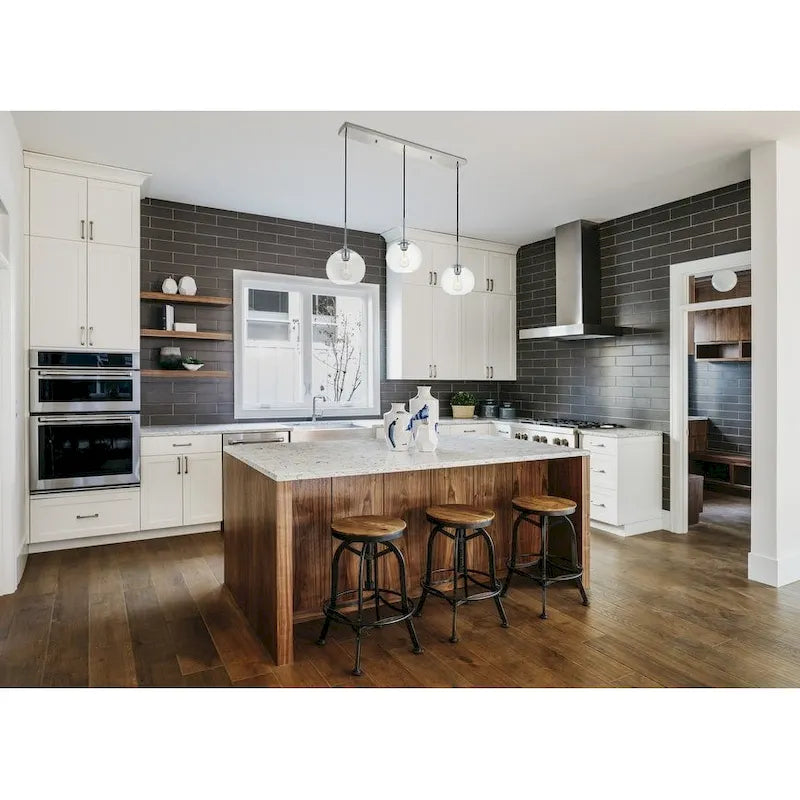 Suspension sphérique transparente en verre et métal à 3 lumières de 91 cm (36 pouces)