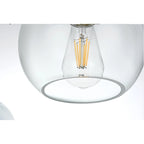 Suspension sphérique transparente en verre et métal à 3 lumières de 91 cm (36 pouces)