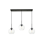 Suspension sphérique transparente en verre et métal à 3 lumières de 91 cm (36 pouces)