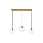 Suspension sphérique transparente en verre et métal à 3 lumières de 91 cm (36 pouces)