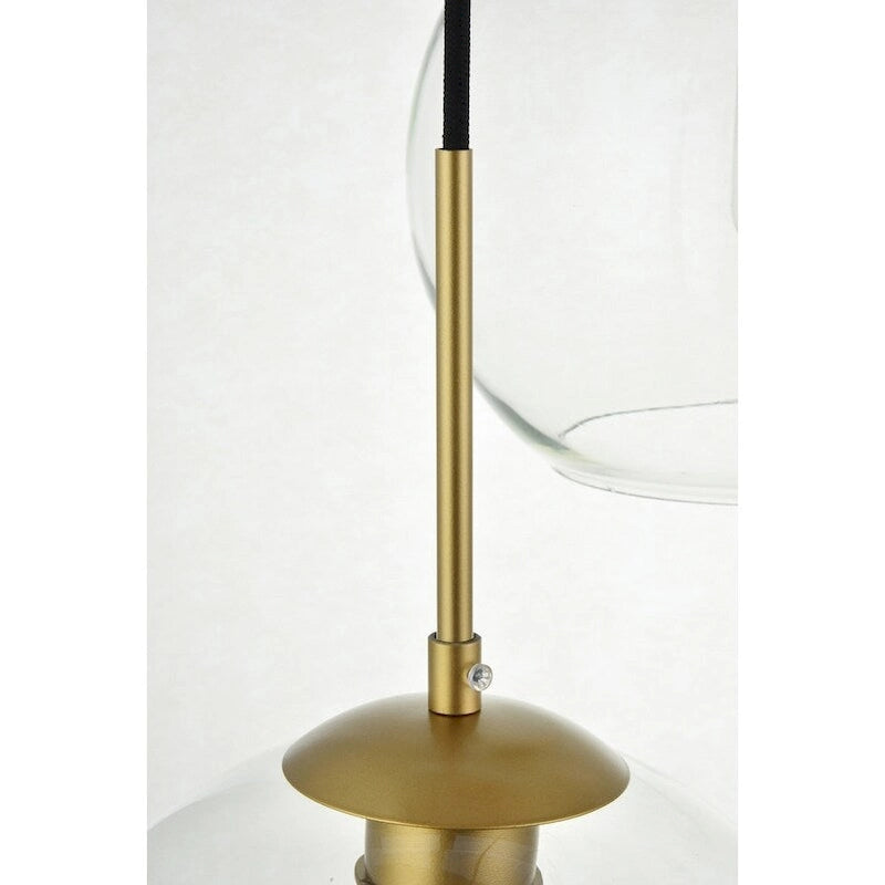 Suspension sphérique transparente en verre et métal à 3 lumières de 91 cm (36 pouces)