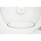 Suspension sphérique transparente en verre et métal à 3 lumières de 91 cm (36 pouces)