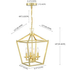 Suspension lanterne dorée douce à 4 lumières - 12 x 12 x 18