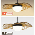 LED Coastal Rattan Pendant Light Straw Hat Hanging Lamp