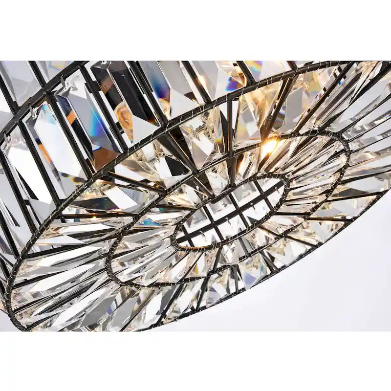 Lustre suspendu Justina à 3 lumières avec prisme en cristal noir antique