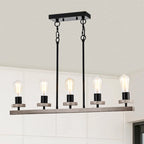 Îlot de cuisine Funa 30 pouces noir mat, hauteur réglable, avec 5 lumières