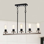 Îlot de cuisine Funa 30 pouces noir mat, hauteur réglable, avec 5 lumières