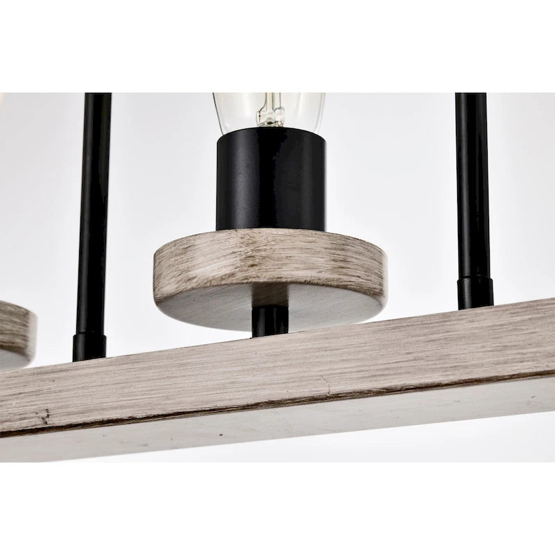 Îlot de cuisine Funa 30 pouces noir mat, hauteur réglable, avec 5 lumières