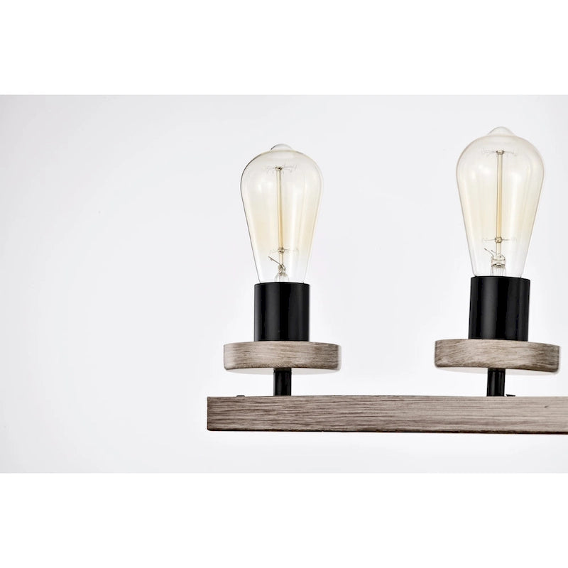 Îlot de cuisine Funa 30 pouces noir mat, hauteur réglable, avec 5 lumières