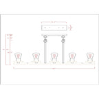 Îlot de cuisine Funa 30 pouces noir mat, hauteur réglable, avec 5 lumières