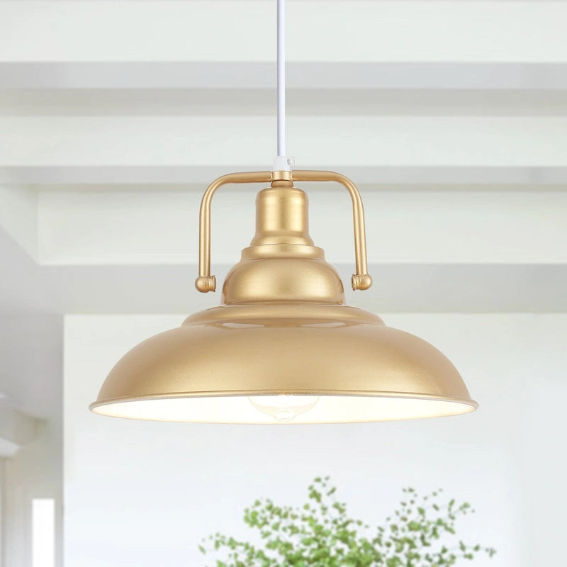 Suspension 60 W à une lumière avec abat-jour en forme de dôme pour îlot de cuisine, lustre semi-encastré classique pour salle à manger