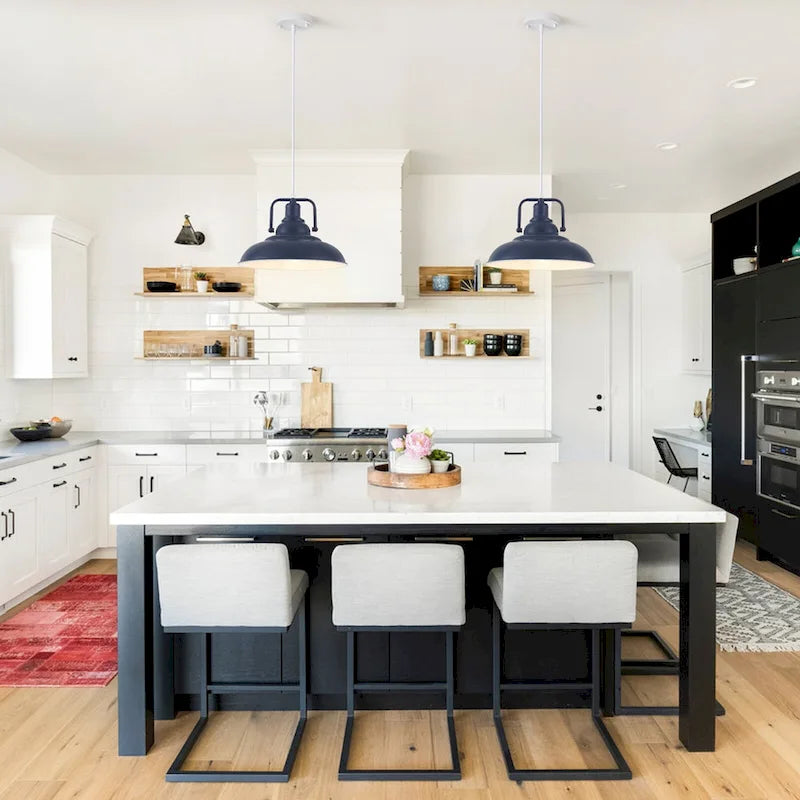 Suspension 60 W à une lumière avec abat-jour en forme de dôme pour îlot de cuisine, lustre semi-encastré classique pour salle à manger