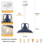 Suspension 60 W à une lumière avec abat-jour en forme de dôme pour îlot de cuisine, lustre semi-encastré classique pour salle à manger