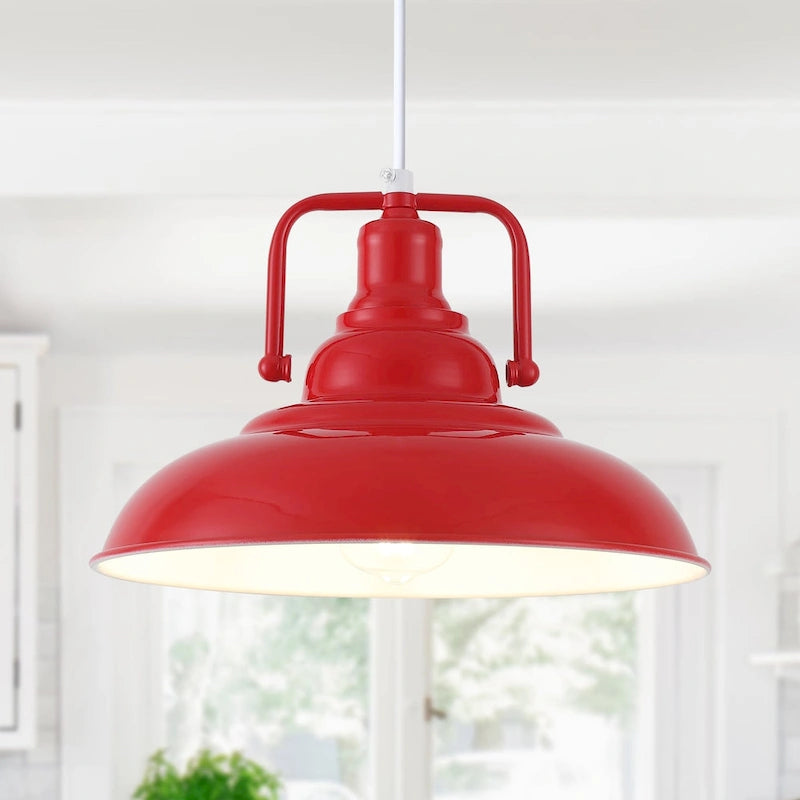 Suspension 60 W à une lumière avec abat-jour en forme de dôme pour îlot de cuisine, lustre semi-encastré classique pour salle à manger