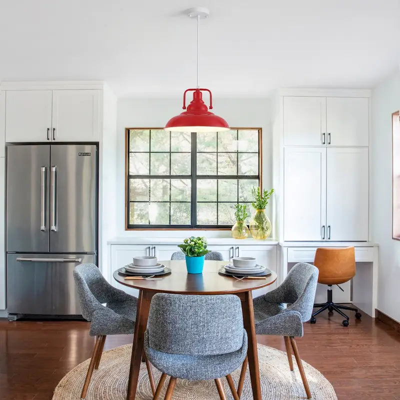 Suspension 60 W à une lumière avec abat-jour en forme de dôme pour îlot de cuisine, lustre semi-encastré classique pour salle à manger